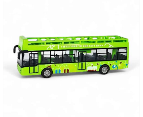 Игрушка Автобус Die-Cast кабрио двухэтажный зеленый 15 см  1210-1D48