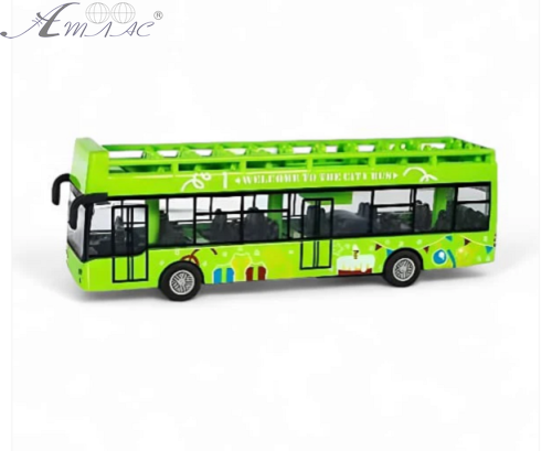 Іграшка Автобус Die-Cast кабріо двоповерховий зелений 15 см  1210-1D48