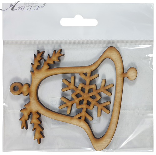 Фігурка фанерна - Дзвіночок зі сніжинкою 8,5 х 9,5 см AS-4658, В-0257 фото 2