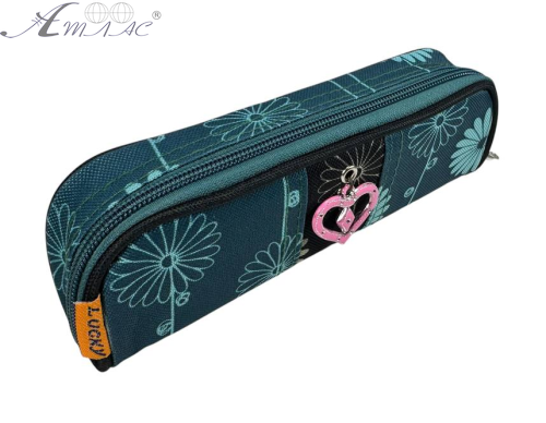 Пенал школьный LUCKY зеленый с цветами F1900-6 фото 2 Пенал школьный LUCKY зеленый с цветами F1900-6 фото 2