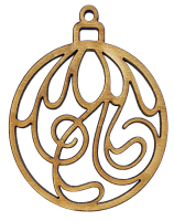 Фігурка фанерна - Ялинкова куля ажурна 6,5 х 8 см AS-4761, В-0101