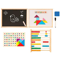 Игрушка Деревяная Пора в школу 2в1 рус.счеты+доска магнитная  MD1601