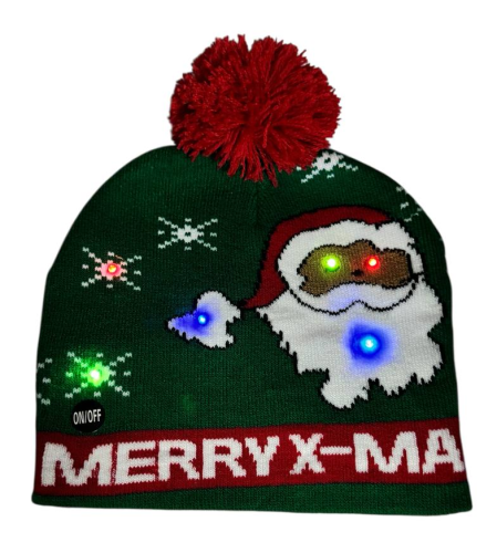 Шапка вязанная с подсветкой LED зеленая Merry...  07495 фото 2
