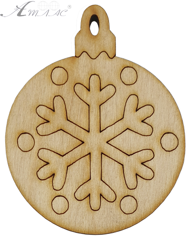 Фігурка фанерна - Ялинкова куля з великою сіжинкою 6 см AS-4766, В-0195