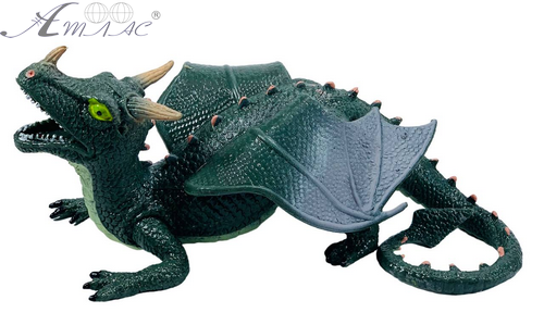 Іграшка Силіконова тягнучка Дракон великий Зелений темний 22 см  12533