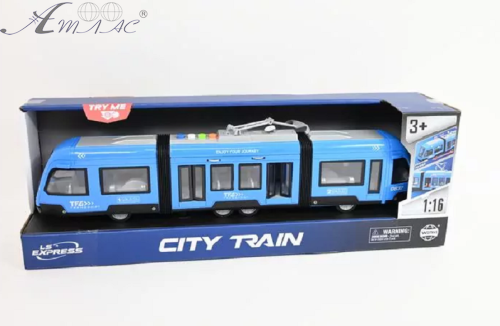 Іграшка Трамвай 44 см синій інерційний зі світлозвуковими ефектами WY930W фото 2 Іграшка Трамвай 44 см синій інерційний зі світлозвуковими ефектами WY930W фото 2
