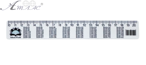 Лінійка 20 см біла + Табличка Множення пластик  11843