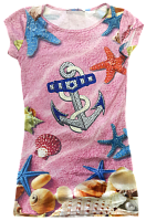 Плаття р.134-152 стретч, рожеве з якірем та стразами 14247