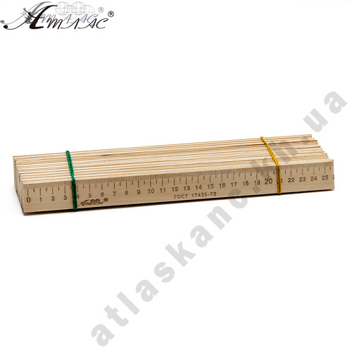 Лінійка Дерев'яна 25 см надрукована зі штрих-кодом AS-0653, К-4055 фото 2