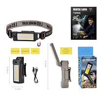 Фонарик аккумуляторный налобный 10,4 х 3,3см  16915