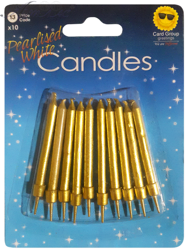 Свечи набор 10 шт. свечек, золотые в блистере 2013