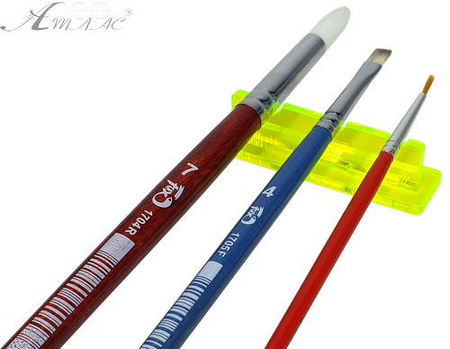 Підставка під три пензлика, жовтий флуоресцентний пластик AS-0031 фото 2