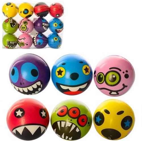 Игрушка Мячик мягкий фомовый 6 см с рисунком Смайл Зубастик  11440