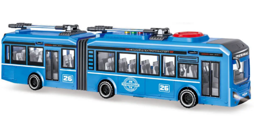 Игрушка Машинка АвтоЭксперт Троллейбус-гармошка Синий со светом дверь открывается 40 см  26487 фото 2