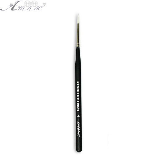 Пензлик синтетичний круглий Synt.Toray № 4 чорний, товста ручка 18 см 1211