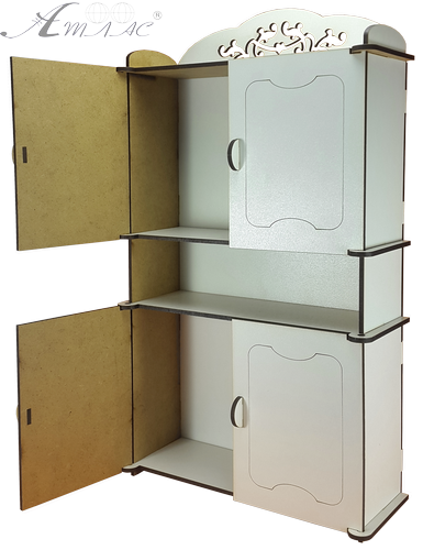 Меблі для ляльок ростом 30 см - Шафа № 4 з чотирма однаковими дверцятами з МДФ AS-6013, М-2040