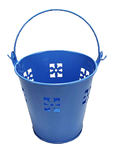 Ведерко Декоративное металл  9,5 х 9,5см Диз № 5 прорезь цветок Синее  13667