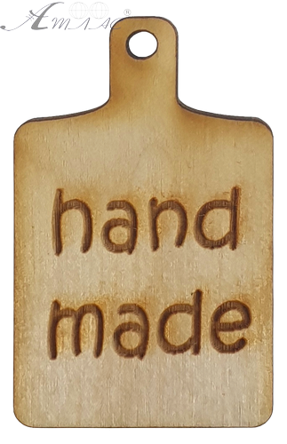 Фігурка фанерна - Бірка HAND MADE з ручкою 2 шт 4.8 см AS-4611, В-0125