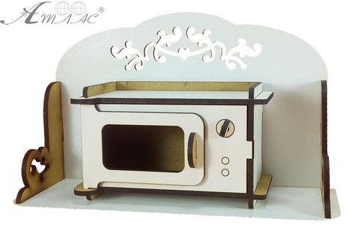 Меблі для ляльок ростом 30 см - Мікрохвильова піч з МДФ AS-6017, М-2044 фото 4 Меблі для ляльок ростом 30 см - Мікрохвильова піч з МДФ AS-6017, М-2044 фото 4