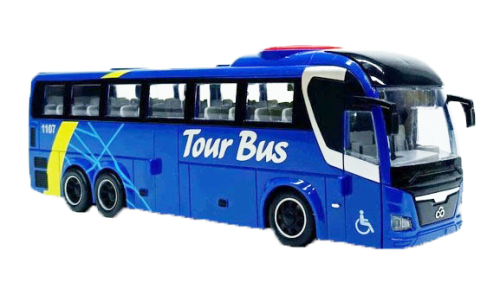 Игрушка Автобус Tour Bus Синий двери открываются свет звук 28 см  WY1107A