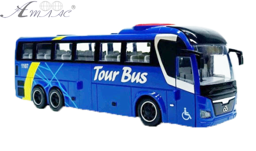 Іграшка Автобус Tour Bus Синій двері відчиняються світло звук 28 см  WY1107A