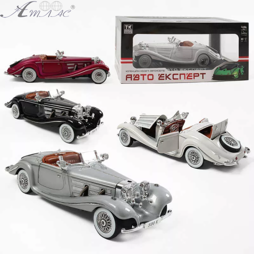 Машинка Автоексперт Mersedes-Benz 500K Special Roadster 1936 чорна 21см двері світло звук  1725-14 фото 2