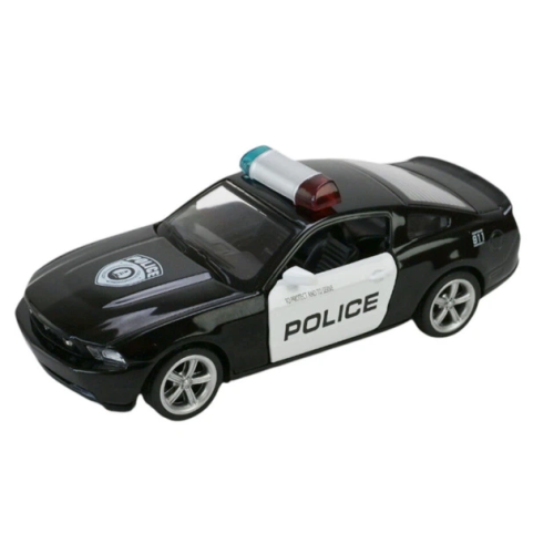 Модель Автопром Ford Mustang GT Police Черная металлическая инерционная 11см  4372