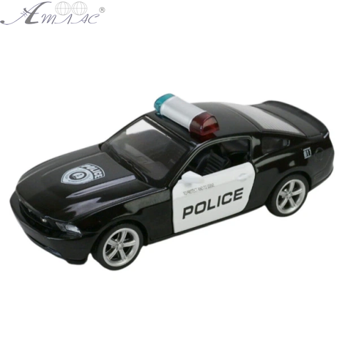 Модель Автопром Ford Mustang GT Police Чорна металева інерційна 11см  4372