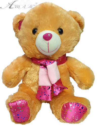 Игрушка Мягкая Мишка Микс в шарфе с блестками 21 см музыкальный Игрушка Мягкая Мишка Микс в шарфе с блестками 21 см музыкальный