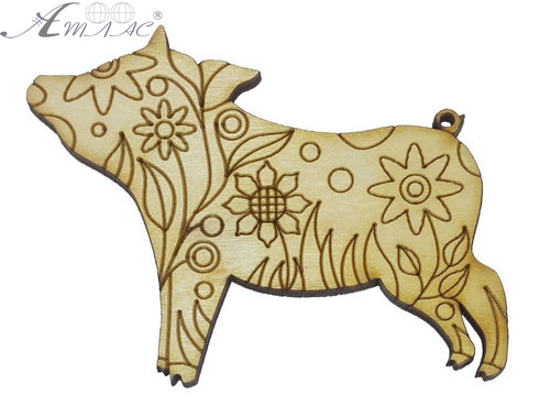 Фігурка фанерна - Порося № 19 вінтажне 85 х 66 мм з магнітом AS-4820, В-0369