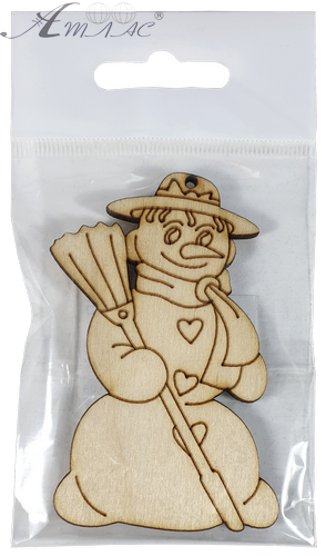 Фігурка фанерна - Сніговик із мітлою 5 х 8 см AS-4746, В-0229 фото 2 Фігурка фанерна - Сніговик із мітлою 5 х 8 см AS-4746, В-0229 фото 2