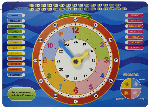 Часы учебные на Английском языке 30 х 21см AS-7129, О-00027