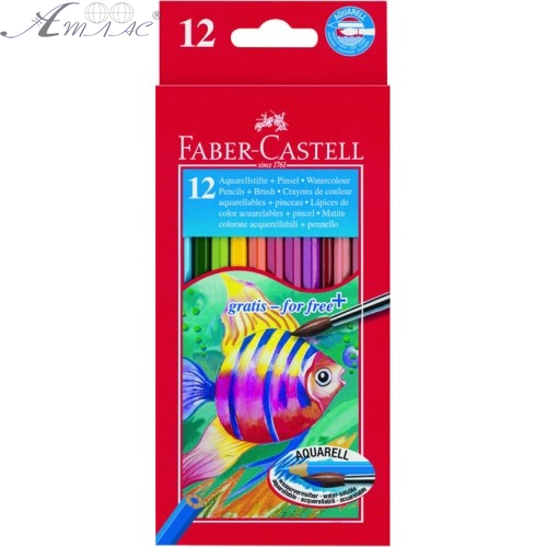 Олівці акварельні кольорові Faber Castell 12 кольорів шестигранні  114413
