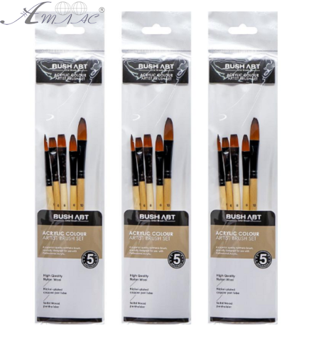 Набір синтетичних пензлів 5 шт № 6-3шт, 8, 10   AS550-4