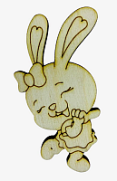 Фігурка фанерна - Кролик № 12 дівчинка з бантом 7,5*4см  AS-4586
