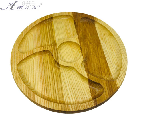 Деревянная доска менажница 3 отделения 24 см 10666