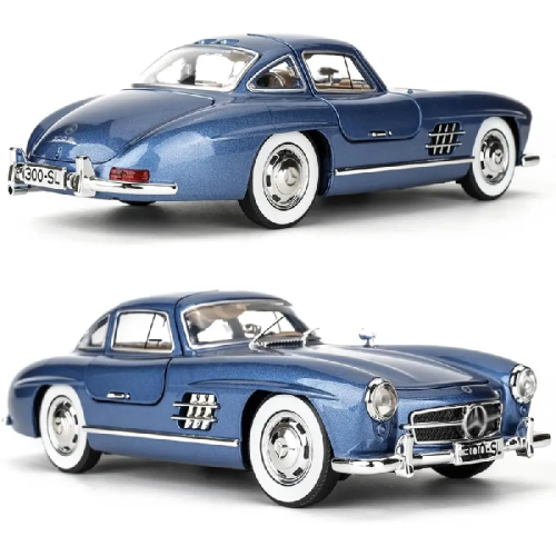 Машинка Автоэксперт Mersedes-Benz 300SL 1954 голубая 21см двери свет звук  1728-18 фото 2