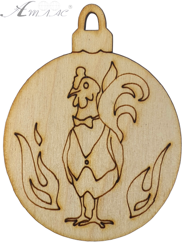 Фігурка фанерна - Ялинкова куля з півником у жилетці 6 х 8 см AS-4770, В-0201 Фігурка фанерна - Ялинкова куля з півником у жилетці 6 х 8 см AS-4770, В-0201