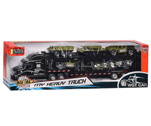 Игрушка Машинка Трейлер-Автовоз с военной техникой в коробке  2218-10G фото 2