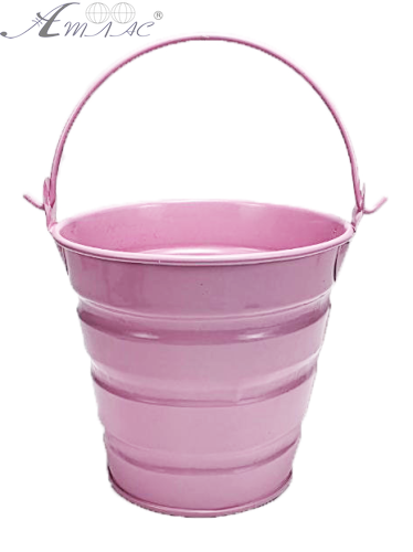 Ведерко Декоративное металл 9,5 х 9,5см Диз № 6 широк полосы Розовое 15587 Ведерко Декоративное металл 9,5 х 9,5см Диз № 6 широк полосы Розовое 15587