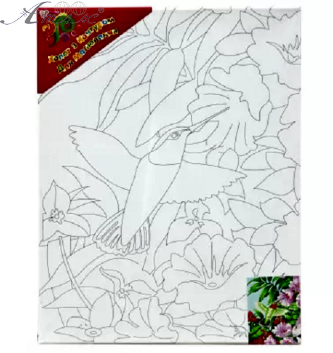 Полотно з контуром Пташка - Колібрі на підрамнику 30 х 40 см 951019