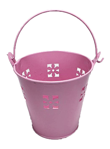 Ведерко Декоративное металл  9,5 х 9,5см Диз № 5 прорезь цветок Розовое  13705