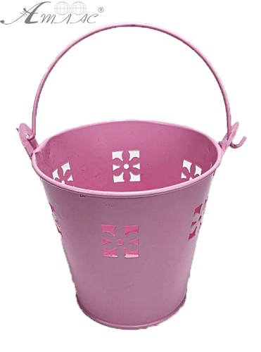 Відерце Декоративне метал 9,5 х 9,5см Диз № 5 проріз квітка Рожеве  13705