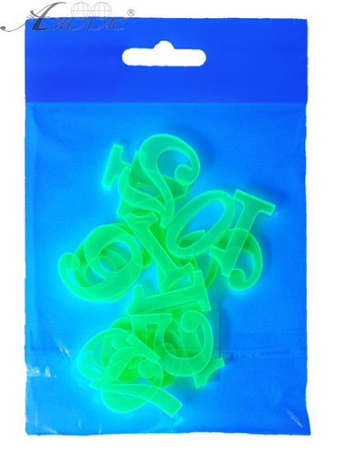 Пластикаві Цифри арабські 12шт ФЛУОР жовті 3мм h=3см  AS-0081 фото 2