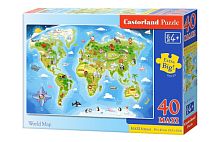 Іграшка Пазл 40 Maxi, 59 х 40 см Castorland Карта Світу B-040117