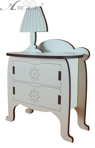 Мебель для кукол ростом 30 см - Комод с лампой из МДФ AS-6014, М-2041 Мебель для кукол ростом 30 см - Комод с лампой из МДФ AS-6014, М-2041