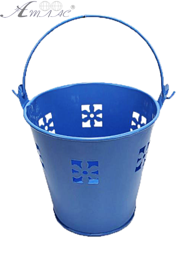 Відерце Декоративний метал 9,5 х 9,5см Диз № 5 проріз квітка Синє  13667