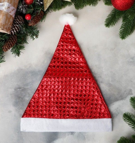 Шапка Санта Клауса Красная с окантовкой  02152