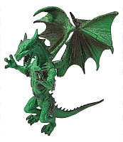 Іграшка Дракон фігурка Зелений яскравий з коричневим стоїть 16см гума  15729