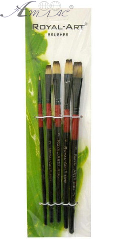 Набір пензлів синтетичних  5шт Royal-Art плоскі +  RA-386